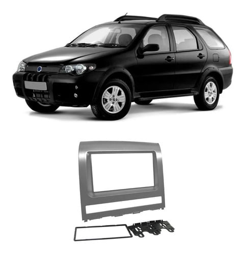 Moldura 2 Din Fiat Palio Weekend 2008/2012 Prata