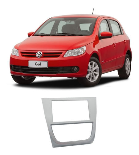 Moldura 2 Din Volkswagen Gol Voyage Saveiro G5 2008/2012 Prata