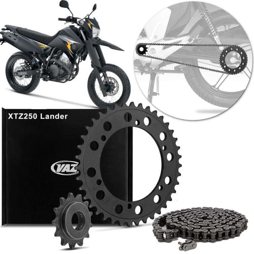 Kit Relação Xtz Lander 250 C/ Retentor Original Vaz Aço 1045