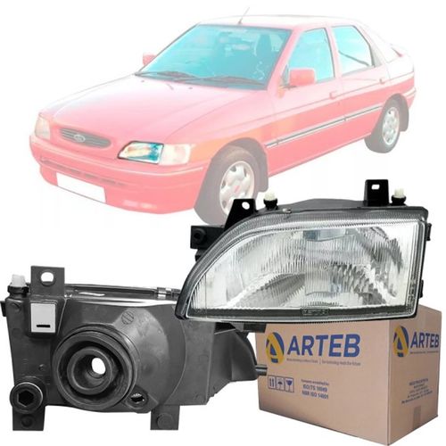 FAROL ORIGINAL ESCORT VERONA 1993 A 1996 LADO ESQUERDO FOCO SIMPLES CROMADO ARTEB