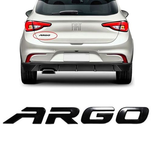 EMBLEMA FIAT PALAVRA ARGO 2017 A 2022 PRETO BRILHANTE MARÇON