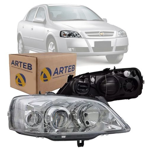 FAROL ORIGINAL ASTRA 2003 A 2012 LADO DIREITO CROMADO REGULAGEM MANUAL ARTEB