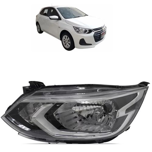 FAROL ONIX HATCH/PLUS 2020 A 2022 LADO ESQUERDO CROMADO REGULADOR MANUAL SEM LED IMPORTADO