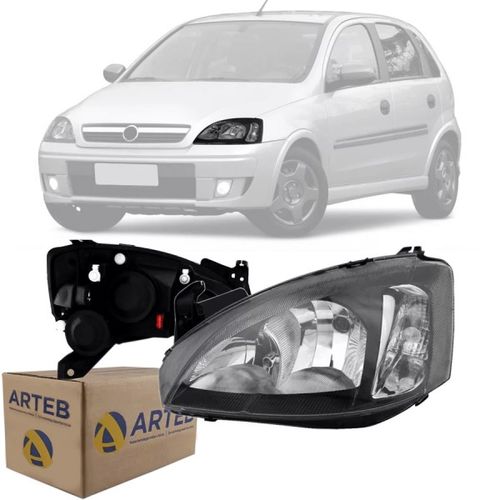 FAROL ORIGINAL CORSA 2003 A 2012 MONTANA 2003 A 2010 LADO ESQUERDO NEGRO ARTEB