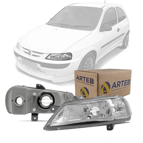 FAROL ORIGINAL CELTA 2000 A 2006 LADO ESQUERDO CROMADO ARTEB
