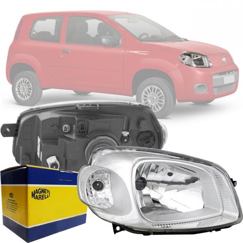 FAROL ORIGINAL UNO VIVACE 2010 A 2014 FIORINO VIVACE 2013 A 2021 LADO DIREITO CROMADO MAGNETI MARELLI