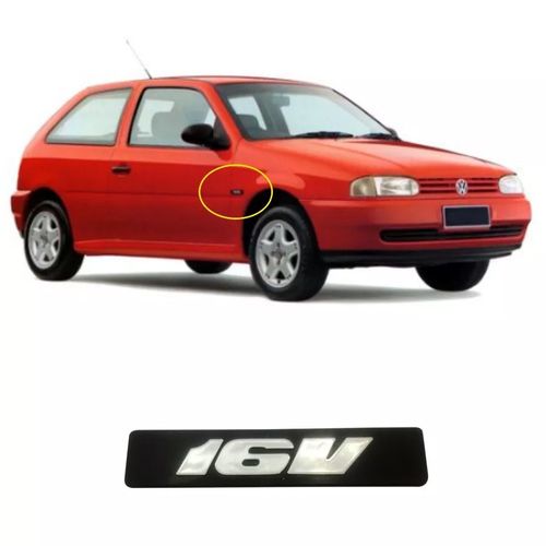 EMBLEMA PLAQUETA 16V PARALAMA GOL PARATI 97 98 1999 MARÇON