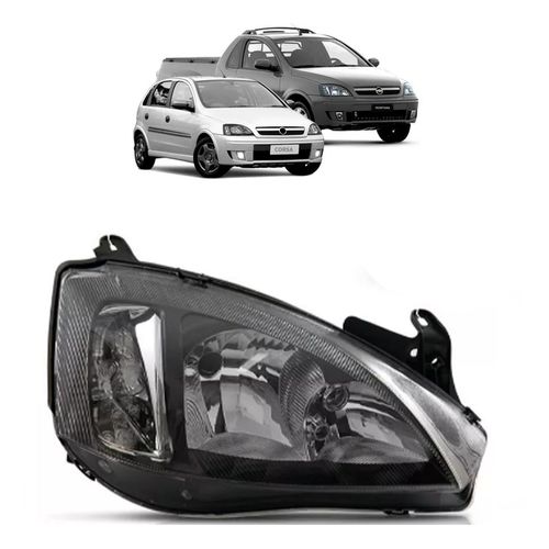 FAROL CORSA MONTANA 2008 A 2012 MASCARA NEGRA PISCA LISO LADO DIREITO IMPORTADO