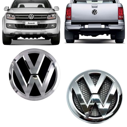 PAR EMBLEMA GRADE E TAMPA TRASEIRA AMAROK 2010 A 2016 CROMADO