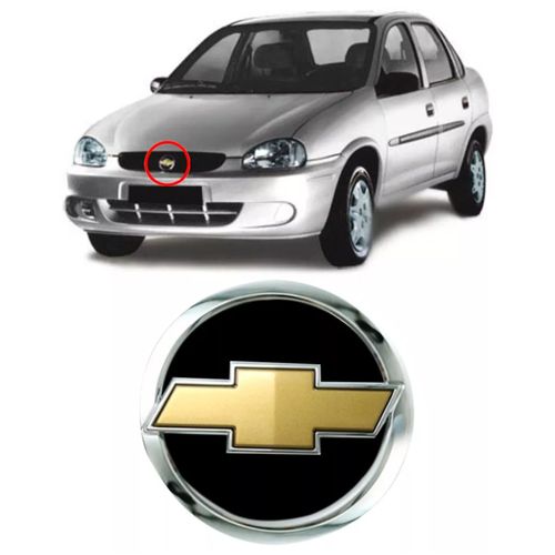 EMBLEMA CHEVROLET DOURADO DA GRADE CORSA CLASSIC 2003 A 2007 MARÇON