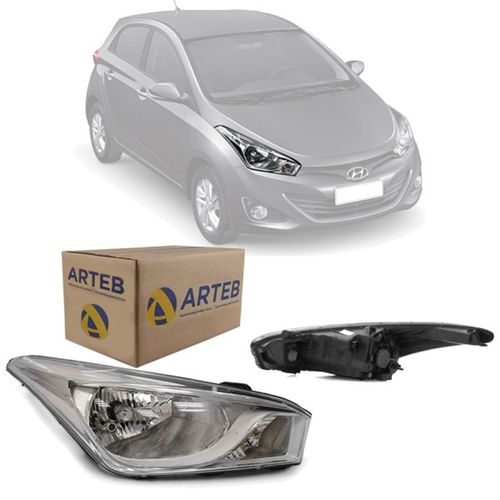 FAROL ORIGINAL HB20 HB20S 2012 A 2019 LADO DIREITO CROMADO ARTEB