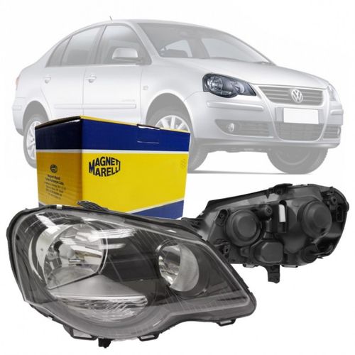 FAROL ORIGINAL POLO 2007 A 2014 LADO DIREITO FOCO DUPLO FUME MAGNETI MARELLI
