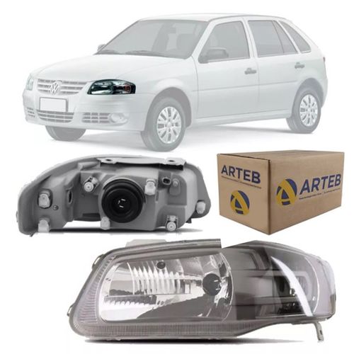 FAROL ORIGINAL GOL PARATI G4 2006 A 2014 SAVEIRO G4 2006 A 2008 LADO ESQUERDO MASCARA CINZA ARTEB