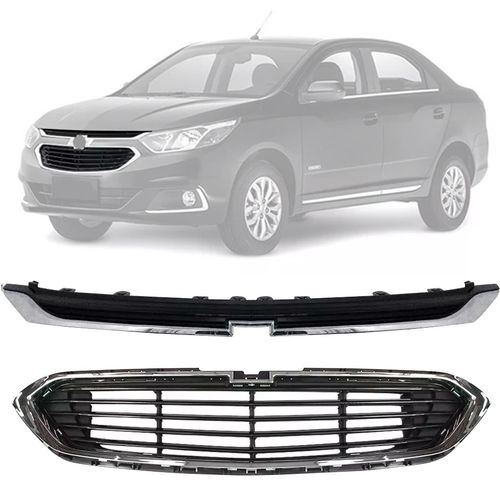 KIT GRADE COBALT 2017 A 2019 INFERIOR E SUPERIOR PRETO COM FRISO CROMADO