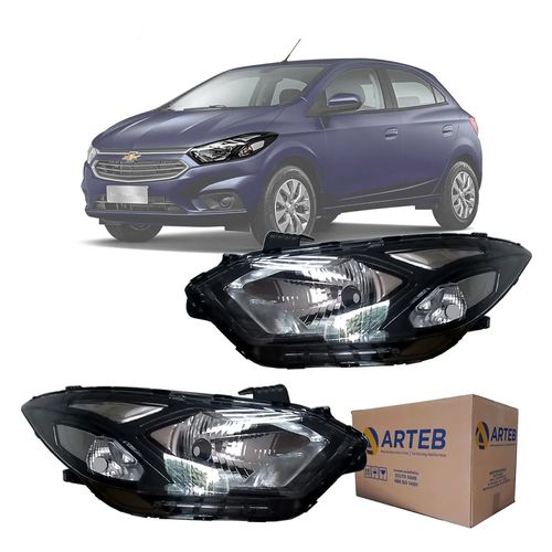 PAR FAROL ONIX PRISMA LT JOY 2017 A 2020 MASCARA NEGRA ORIGINAL ARTEB
