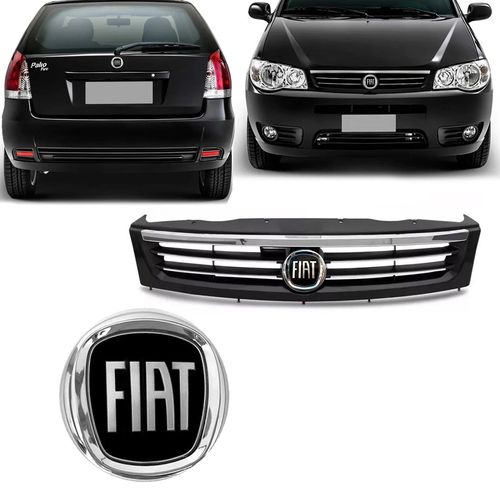 KIT GRADE COM EMBLEMA DIANTEIRO E TRASEIRO PALIO CELEBRATION ECONOMY 2004 A 2016 PRETO