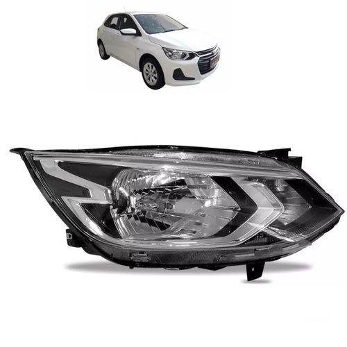 FAROL ONIX HATCH/PLUS 2020 A 2022 LADO DIREITO CROMADO REGULADOR MANUAL SEM LED IMPORTADO
