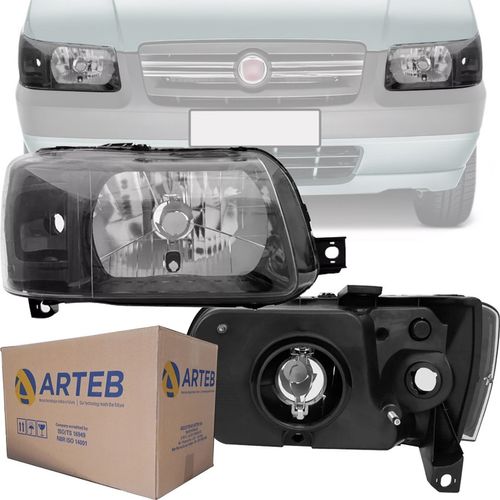 FAROL ORIGINAL UNO FIORINO 2004 A 2012 LADO DIREITO MASCARA NEGRA ARTEB