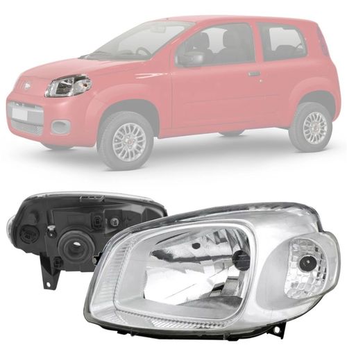 FAROL ORIGINAL UNO VIVACE 2010 A 2014 FIORINO VIVACE 2013 A 2021 LADO ESQUERDO CROMADO ARTEB