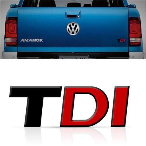 EMBLEMA VOLKS PALAVRA TDI AMAROK 2010 A 2022 PRETO BRILHANTE MARÇON