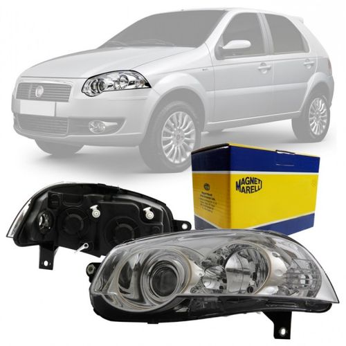 FAROL ORIGINAL PALIO ELX 2008 A 2010 SIENA ELX 2008 A 2016 LADO ESQUERDO FOCO DUPLO CROMADO MAGNETI MARELLI