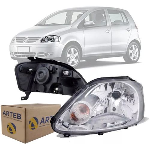 FAROL ORIGINAL FOX CROSSFOX SPACEFOX 2003 A 2009 LADO ESQUERDO FOCO SIMPLES CROMADO ARTEB