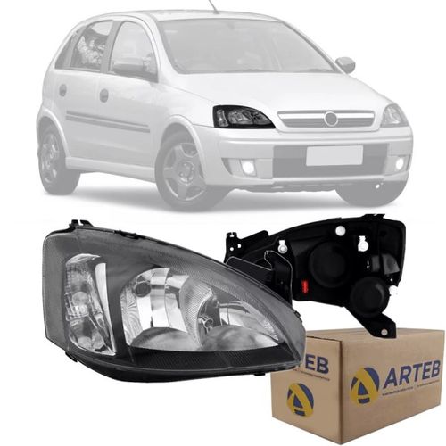 FAROL ORIGINAL CORSA 2003 A 2012 MONTANA 2003 A 2010 LADO DIREITO NEGRO ARTEB
