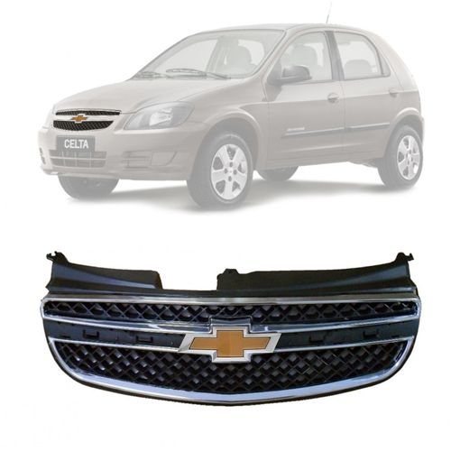 GRADE CELTA 2011 A 2016 PRETA COM FRISO CROMADO E EMBLEMA