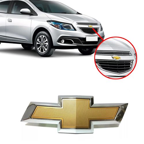 EMBLEMA GM DA GRADE ONIX PRISMA 2012 A 2016 JOY 2017 A 2019 GRAVATA DOURADA MARÇON