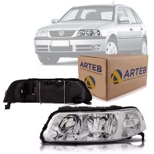 FAROL ORIGINAL GOL PARATI SAVEIRO G3 2000 A 2005 LADO ESQUERDO FOCO DUPLO CROMADO ARTEB