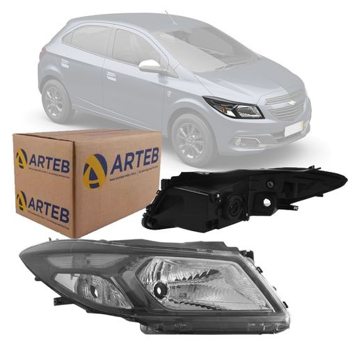 FAROL ORIGINAL ONIX PRISMA 2012 A 2016 LADO DIREITO MASCARA NEGRA ARTEB