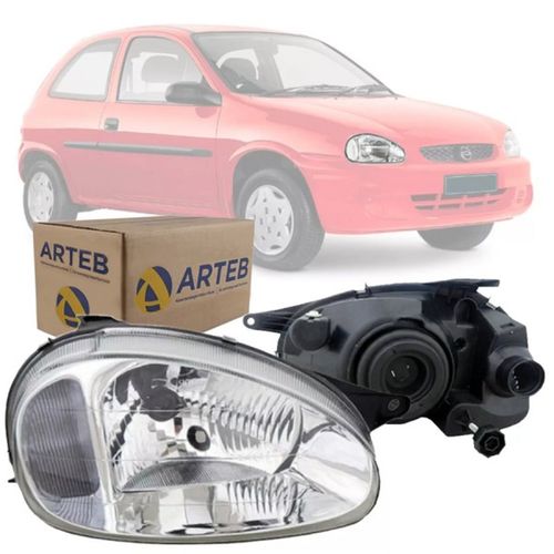 FAROL ORIGINAL CORSA CLASSIC 2000 A 2010 LADO DIREITO CROMADO CARCACA PRETA ARTEB