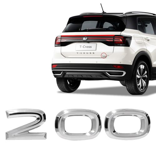 EMBLEMA VOLKS PALAVRA 200 T-CROSS 2019 A 2022 CROMADO MARÇON