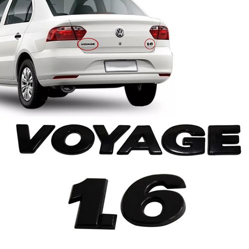 PAR EMBLEMA PALAVRA VOYAGE 1.6 2013 A 2022 PRETO BRILHANTE