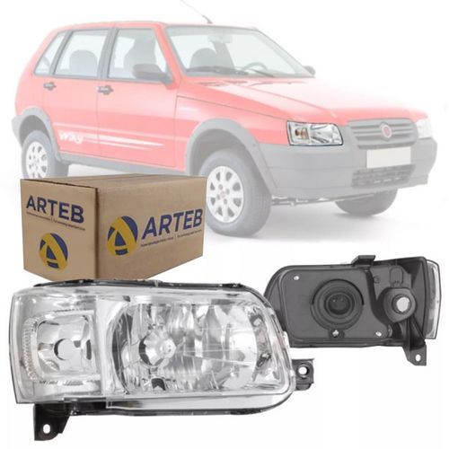 FAROL ORIGINAL UNO FIORINO 2004 A 2012 LADO DIREITO CROMADO ARTEB