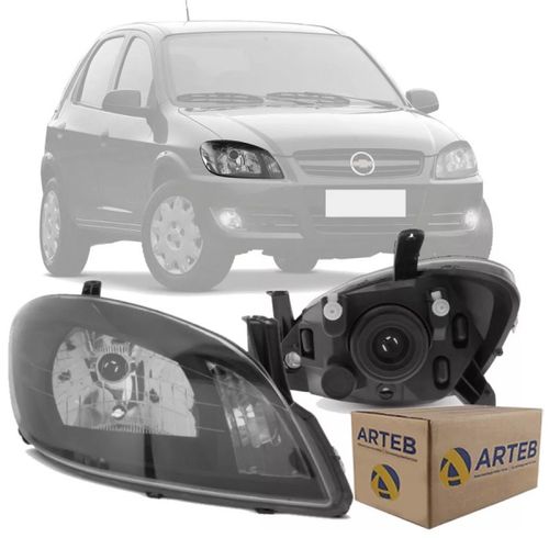 FAROL ORIGINAL CELTA PRISMA 2007 A 2014 LADO DIREITO MASCARA NEGRA ARTEB