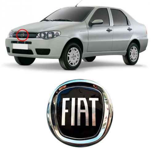 EMBLEMA FIAT DA GRADE PALIO SIENA 2004 A 2014 CELEBRATION ECONOMY PRETO MARÇON