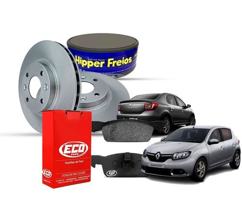 Kit Manutenção Disco + Pastilha Freio Renault Logan Sandero