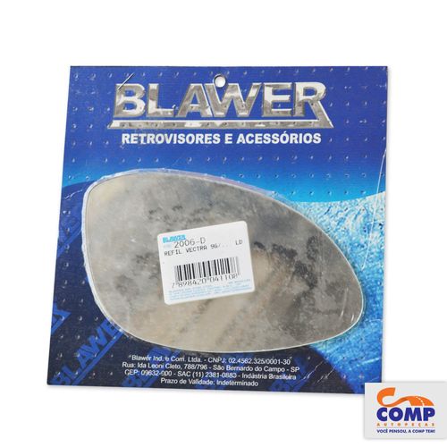 Lente Espelho de Retrovisor Direito Vectra 1996 até 1999 Blawer 2006 - D Lado Passageiro