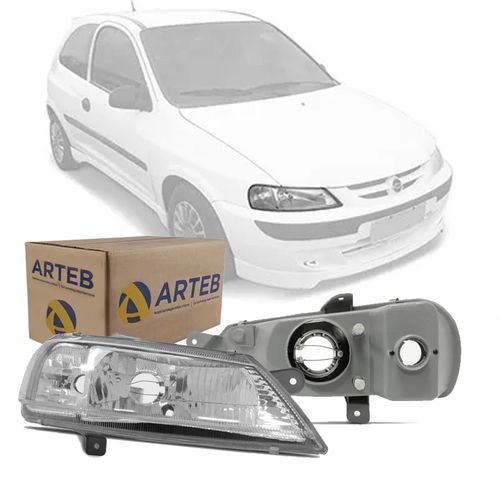 FAROL ORIGINAL CELTA 2000 A 2006 LADO DIREITO CROMADO ARTEB