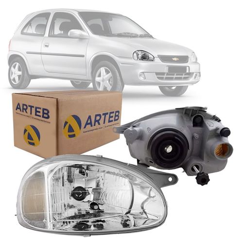 FAROL ORIGINAL CORSA CLASSIC 2000 A 2010 LADO DIREITO CROMADO CARCACA CINZA ARTEB