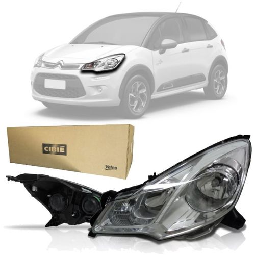 FAROL ORIGINAL C3 2013 A 2017 LADO ESQUERDO CROMADO VALEO