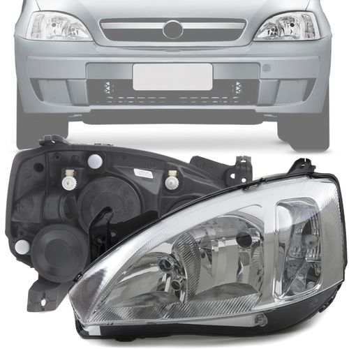 FAROL ORIGINAL CORSA MONTANA 2008 A 2011 LADO ESQUERDO CROMADO PISCA LISO MANUAL ARTEB