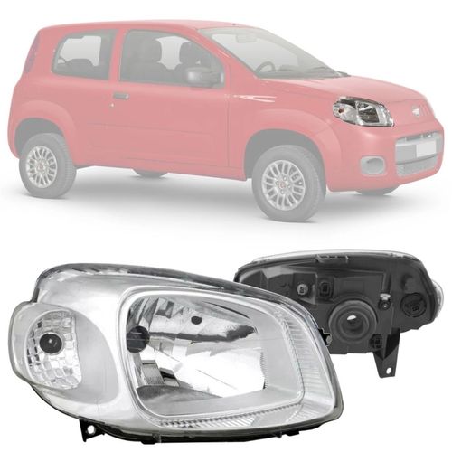 FAROL ORIGINAL UNO VIVACE 2010 A 2014 FIORINO VIVACE 2013 A 2021 LADO DIREITO CROMADO ARTEB