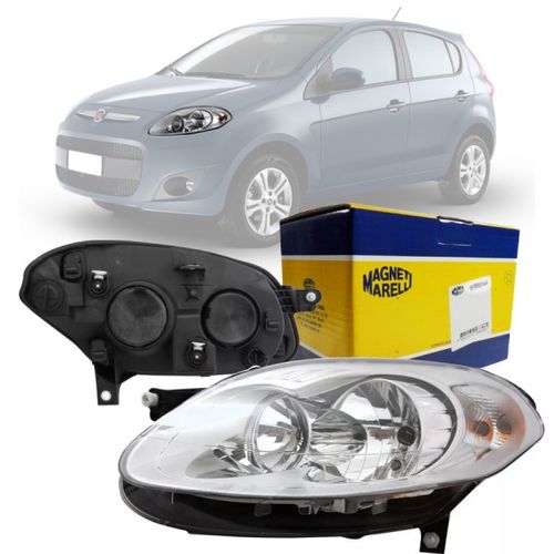 FAROL ORIGINAL PALIO ATTRACTIVE 2012 A 2016 FOCO DUPLO CROMADO LADO ESQUERDO MAGNETI MARELLI