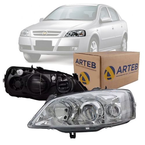 FAROL ORIGINAL ASTRA 2003 A 2012 LADO ESQUERDO CROMADO REGULAGEM MANUAL ARTEB