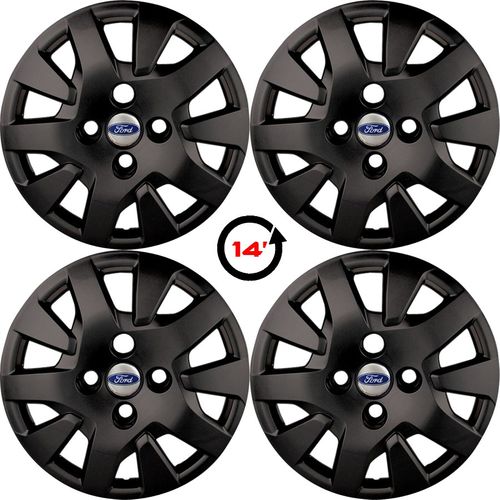 JOGO DE CALOTAS FORD KA HATCH 2019  COM EMBLEMA ARO 14 PRETO FOSCO