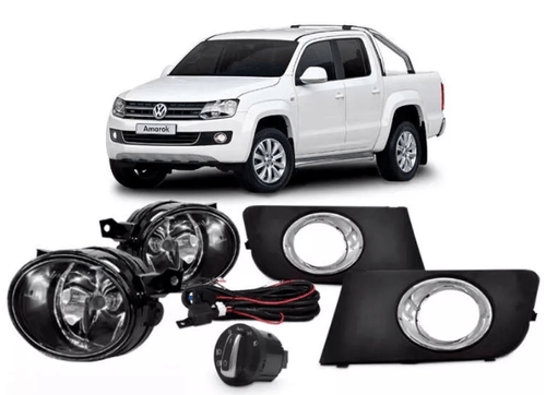Kit Farol Auxiliar Milha VW Amarok 2010-2014 Com Botão Redondo SL 260911 SHOCKLIGHT