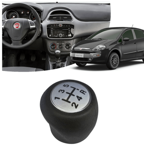 Bola de Câmbio Manopla Fiat Novo Palio Stilo Punto Preta Lente Prata 0065521 Auto Quality