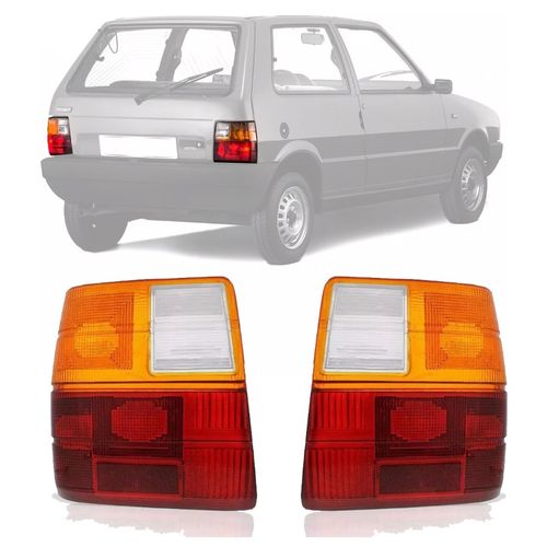 PAR LANTERNAS TRASEIRA UNO 1984 A 2003 TRICOLOR